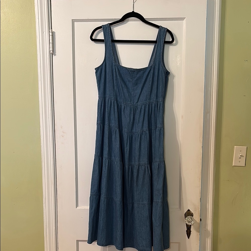 J. Crew Blue Sleeveless Square Neck Sundress